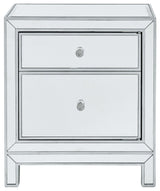 Elegant Decor Reflexion 1 Door Mirrored Nightstand in Antique Silver