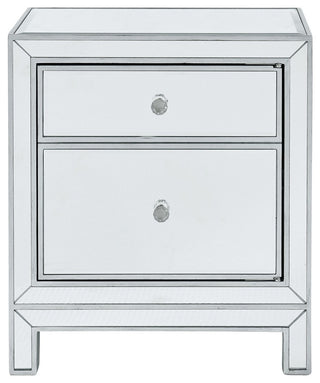 Elegant Decor Reflexion 1 Door Mirrored Nightstand in Antique Silver