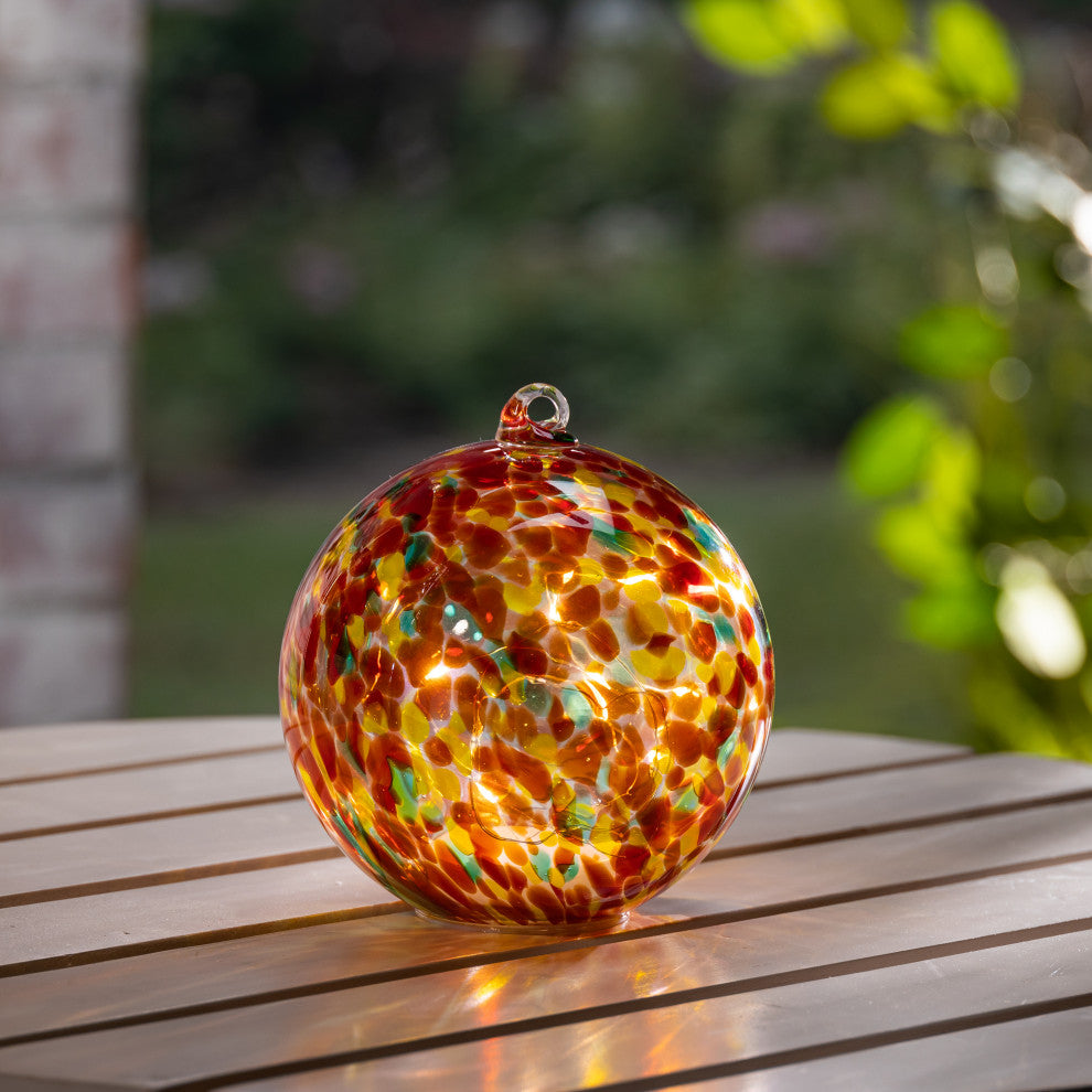 5.75" Battery Operated Amber Handblown Glass Sphere
