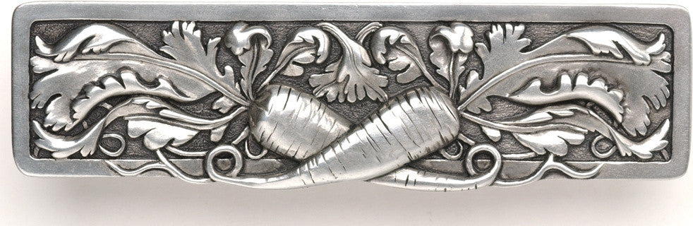 Leafy Carrot Pull Antique Brass, Brilliant Pewter
