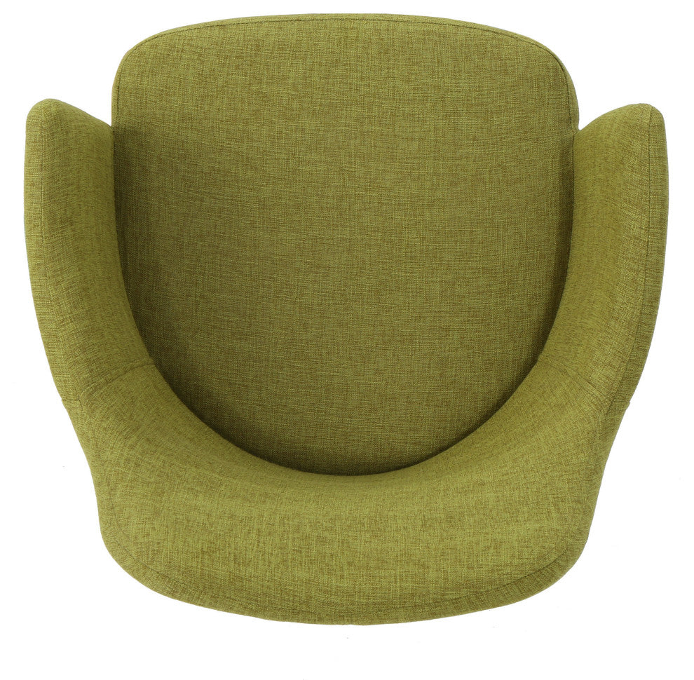 GDF Studio Serra Mid Century Fabric Dining Chairs, Set of 2, Green/Dark Brown