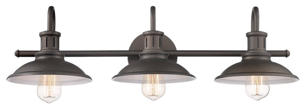 3 Light Rustic Bathroom Fixture in Oiled Bronze