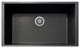 One Series 33" Drop-In Single-Bowl Granite Sink, Black Metallic, Undermount