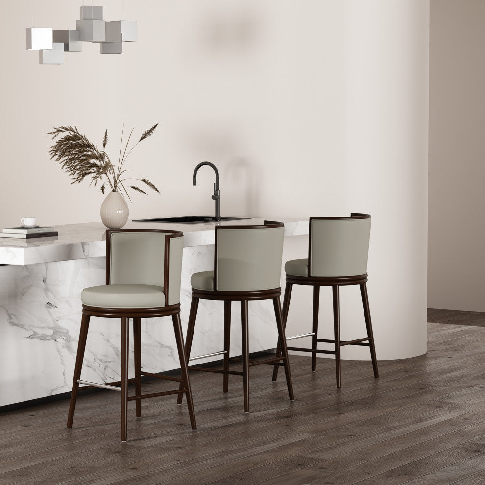 Manhattan Comfort Evalyn Barstool, Stone, Set of 3
