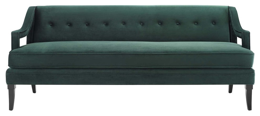 Concur Button Tufted Upholstered Velvet Sofa, Green