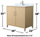 Elan 36" Single Vanity, White Oak, White Carrara Marble Top, Nickel Trim