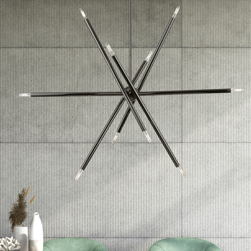 Soho 10 Light Black Chrome Linear Chandelier