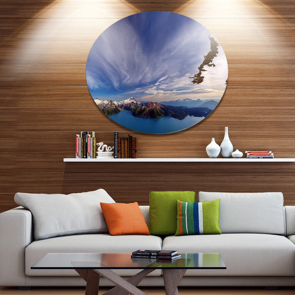 Stunning View Of Clear Lake, Landscape Art Disc Metal Wall Art, 36"