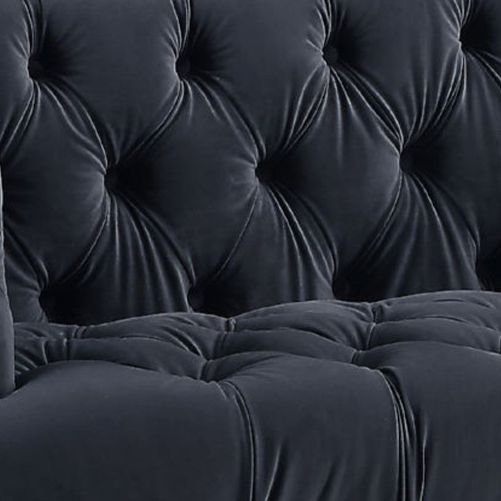 Benzara BM250235 Velvet Fabric Upholstered Loveseat, Black