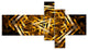 Fractal 3D Yellowish Hexagon, Abstract Canvas Art Print, 60"x32", 5 panels