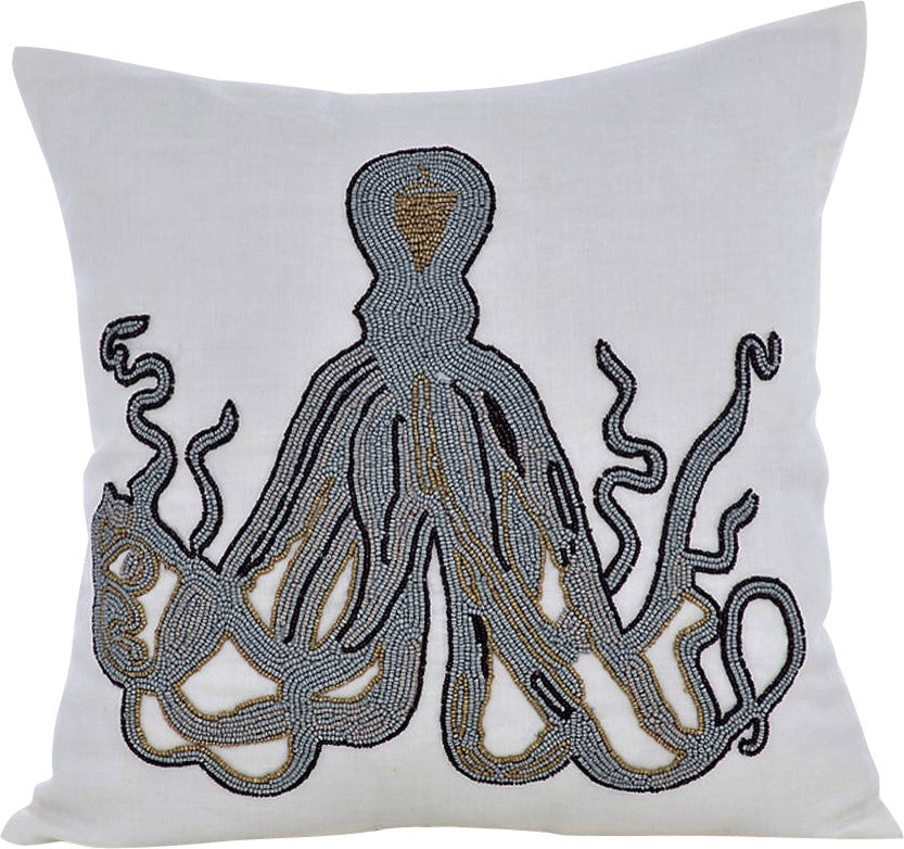Gray Throw Pillow Covers 16"x16" Decorative Cushion Cover Cotton, Gray Squid
