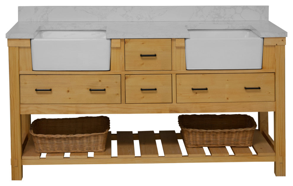 Charlotte 72" Bathroom Vanity, Drift Wood, Engineered Carrara