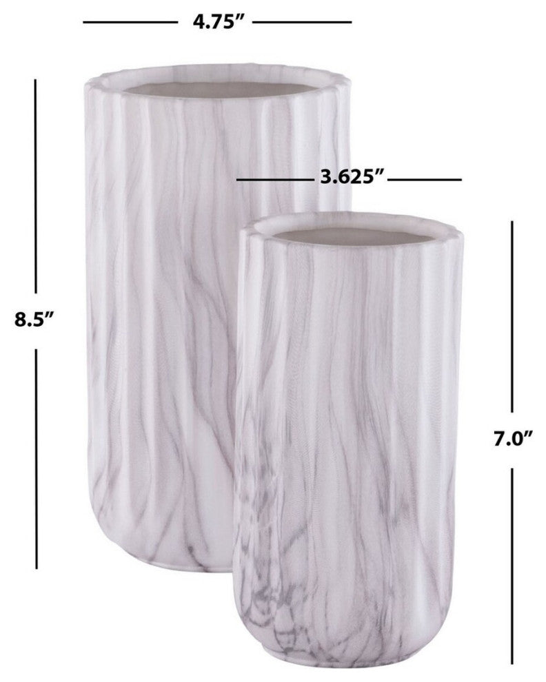 Safavieh Silene Ceramic Vase, White Marble