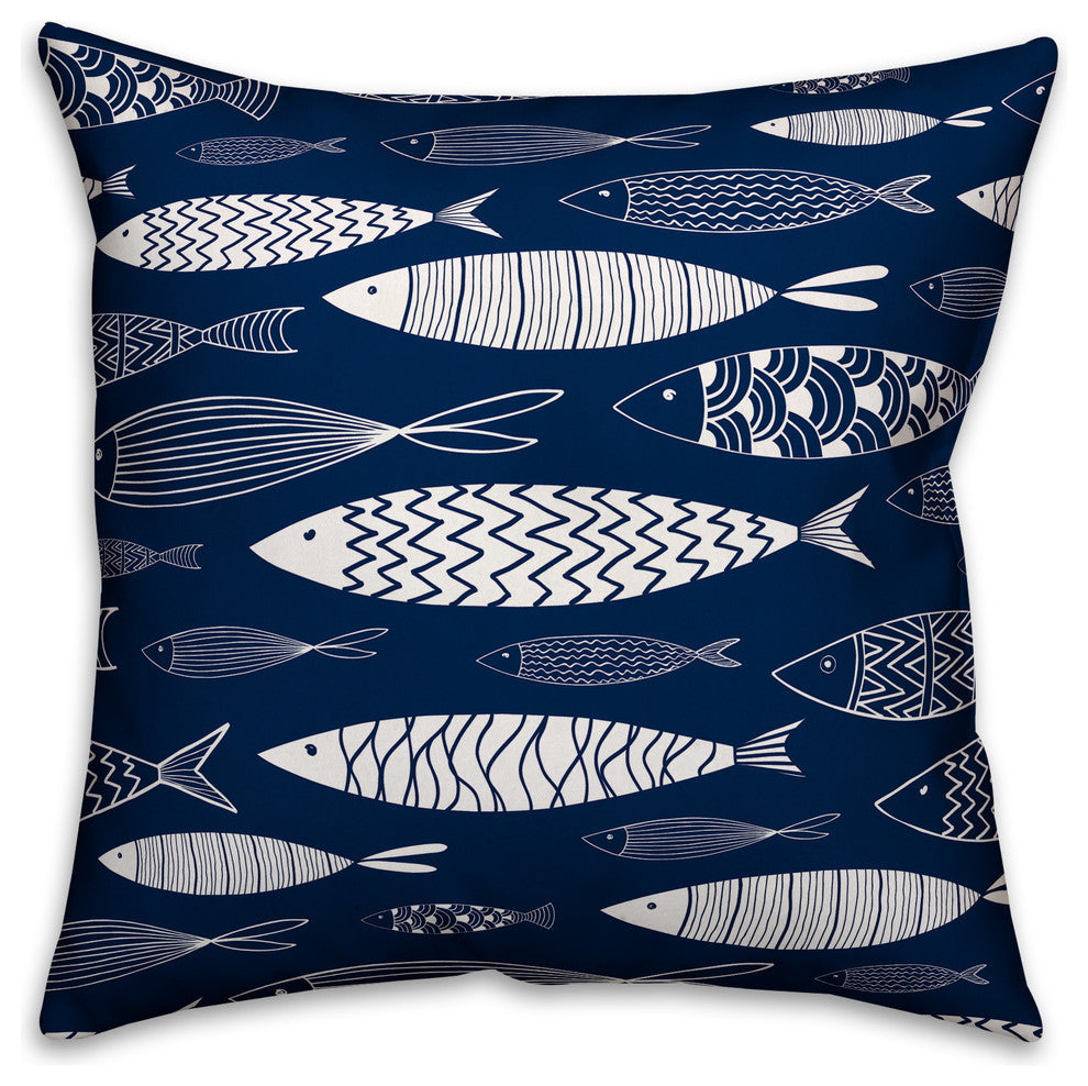 School of Fish Outdoor Throw Pillow, 18"x18"