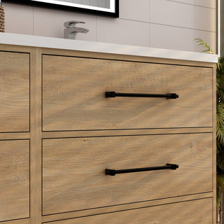 Victoria 60" Double Sink Solid Wood Bath Vanity, Oak