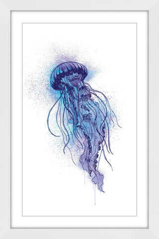"Jellyfish Blue Purple" Framed Painting Print