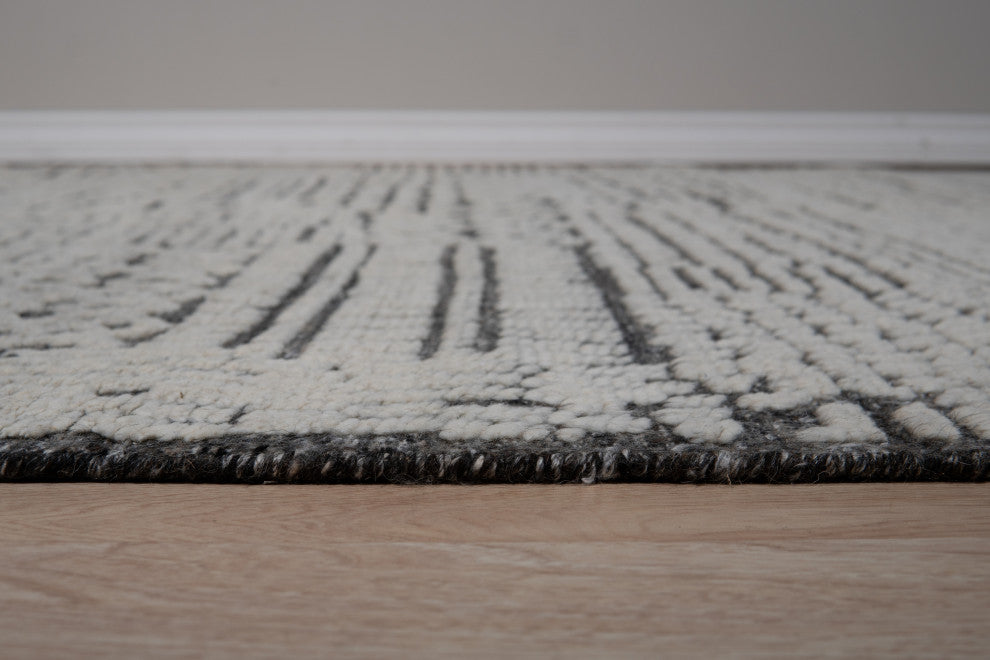 Ivory Contemporary Geometric Transitional High-Low Area Rug