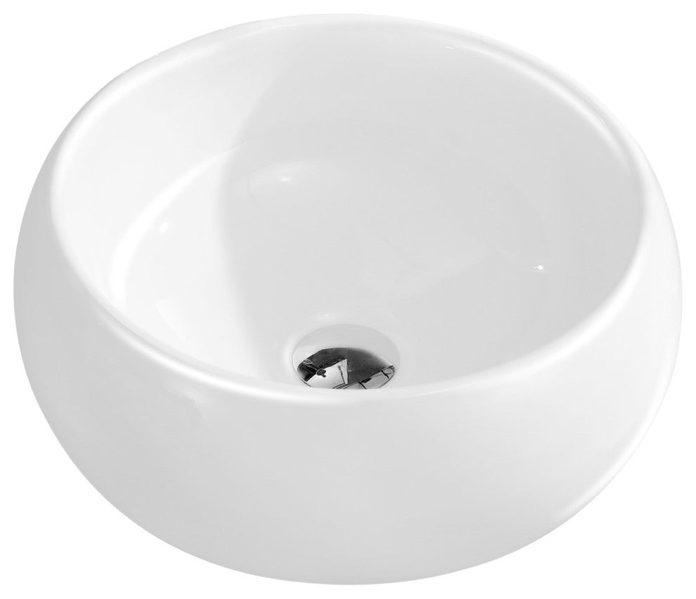 Fine Fixtures White Vitreous China Bulging Round Vessel Sink