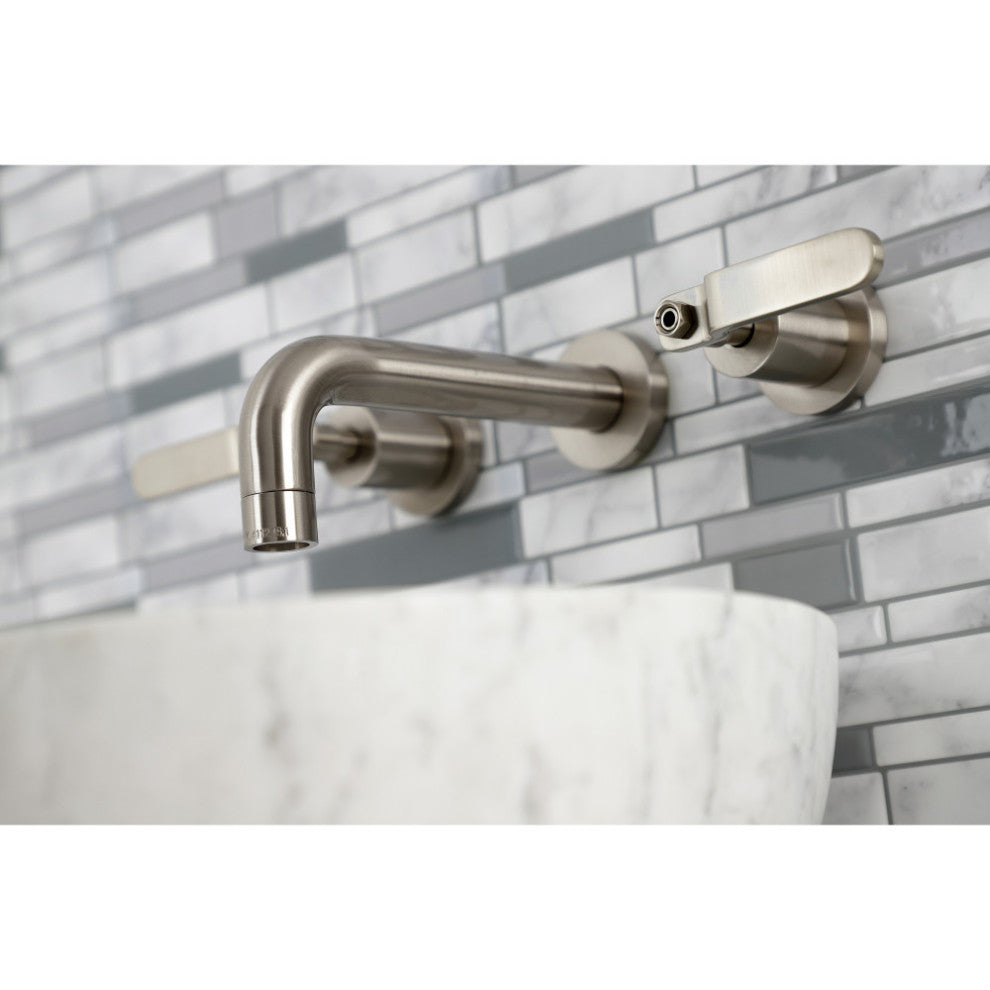 Kingston Brass KS8128KL Two-Handle Wall Mount Bathroom Faucet, Brushed Nickel