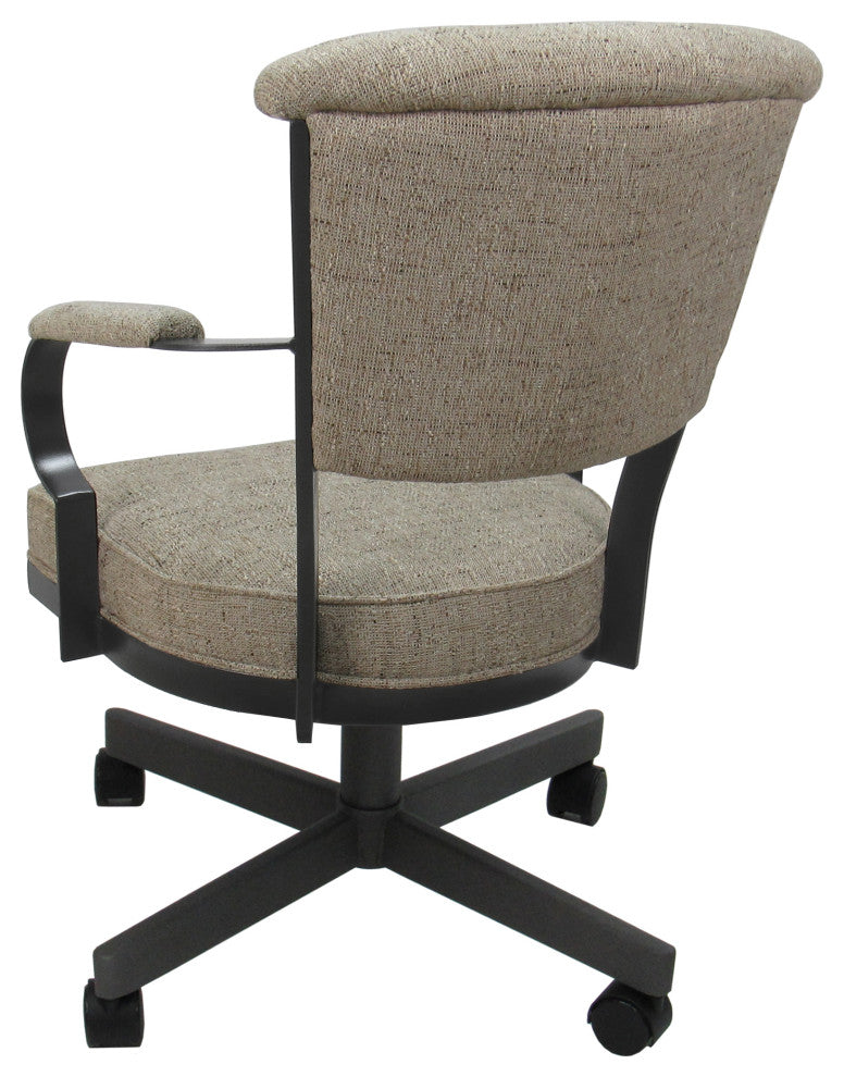 Miami Swivel Metal Dining Caster Chair - Reading Base, Hemsath Driftwood, Gray