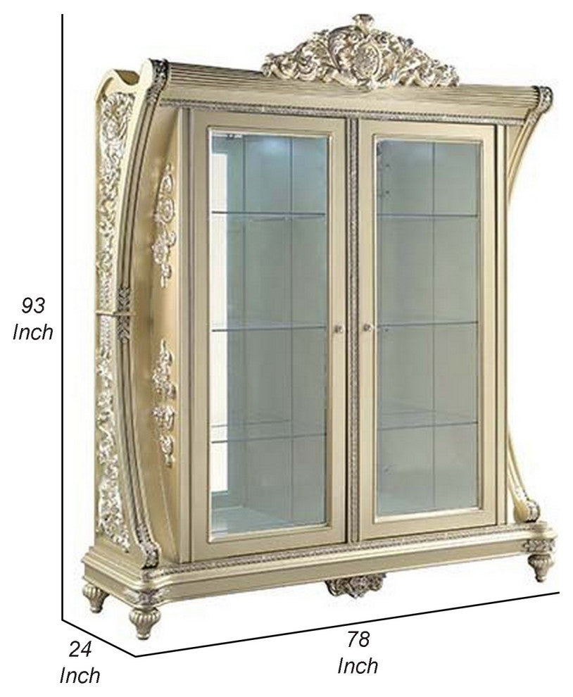 Benzara BM266448 Curio With Sculpture Like Design, Champagne Gold and Silver