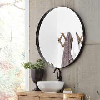 Howard Elliott Steele Black Round Mirror