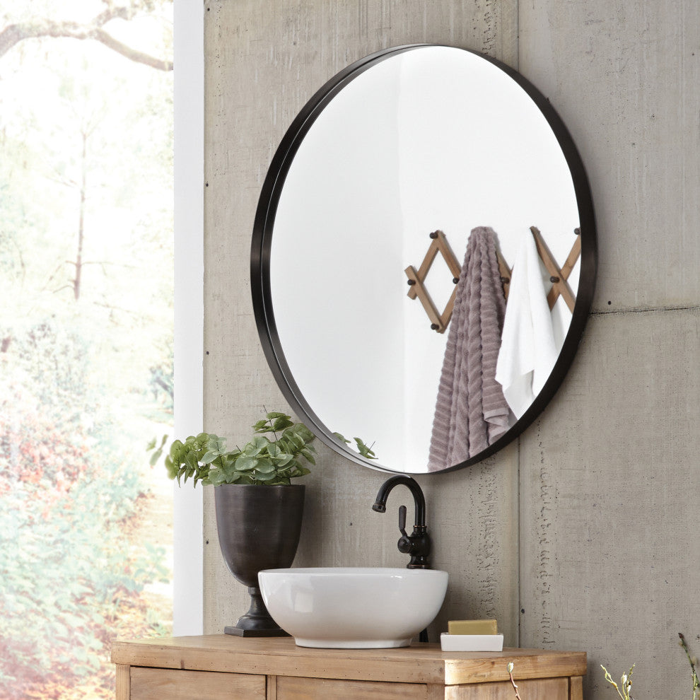 Howard Elliott Steele Black Round Mirror