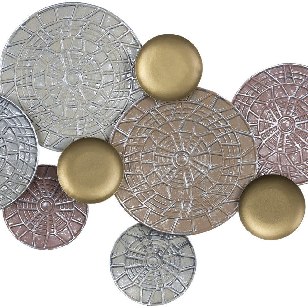 Pink and Gold Metal Plate Wall D"cor