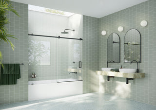 68-72"x60-Frameless Bath Tub Sliding Shower Door Square Hardware, Matte Black