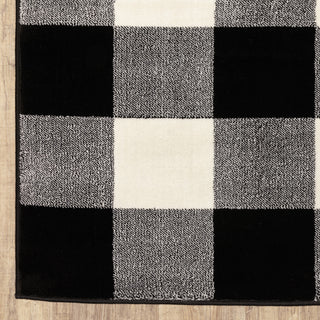 Garson Geometric Squares Area Rug, Black, 6'7"x9'2"