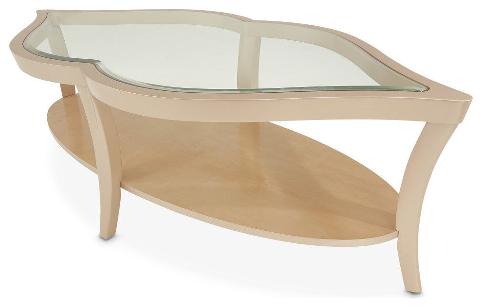 Malibu Crest Glass Cocktail Table - Chardonnay