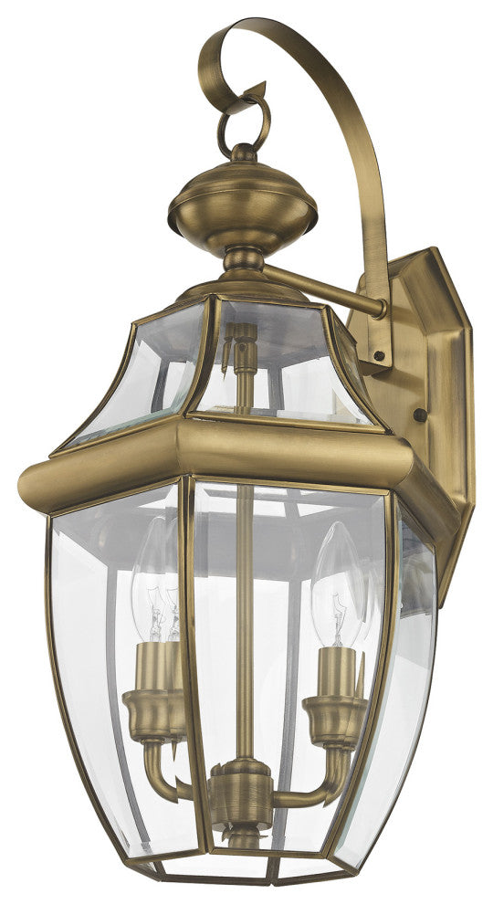 Livex Lighting Monterey 2 Light Antique Brass Medium Outdoor Wall Lantern