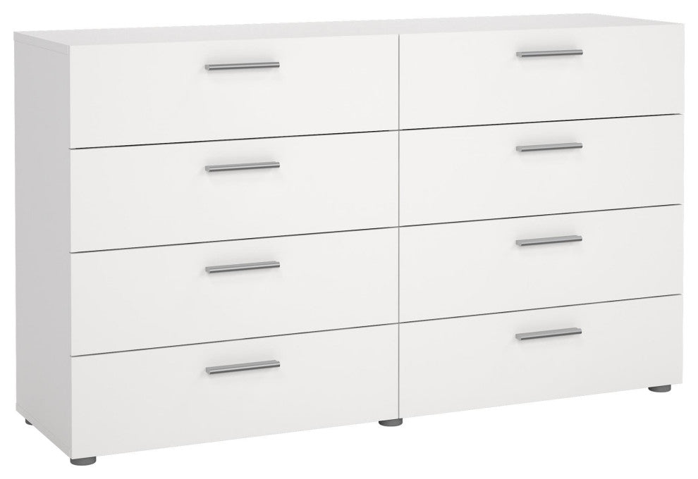 Tvilum Austin Contemporary 8 Drawer Double Dresser in White