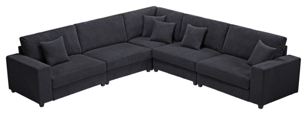 117.2'' Corduroy Modular Sofa Sectional with Matching Accent Pillows