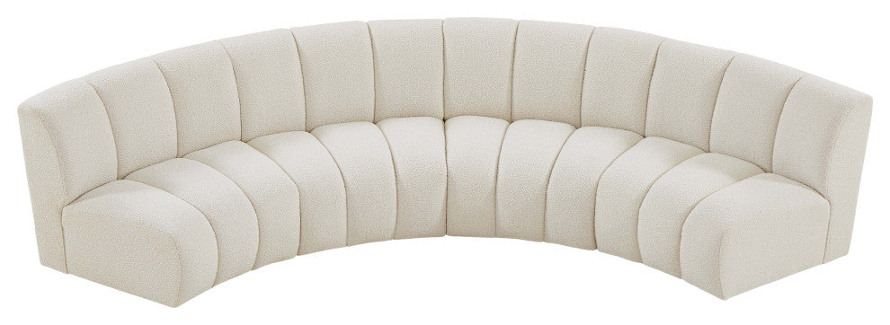 Infinity Black Boucle Fabric Upholstered Arc Shaped Modular Sectional, Cream, 4-Piece, Arc-Shaped