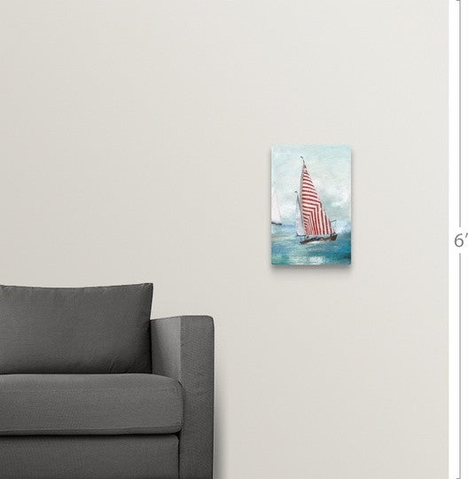 "Red sails" Wrapped Canvas Art Print, 12"x18"x1.5"