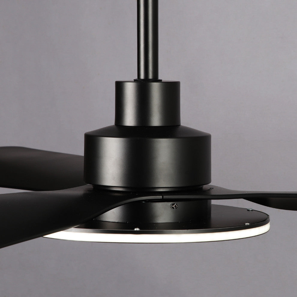 52 in.Modern Black LED Ceiling Fan with Light and Remote Control