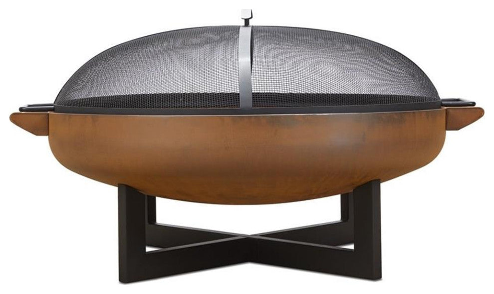 Real Flame La Porte 37" Round Wood Burning Steel Fire Pit in Rust Brown