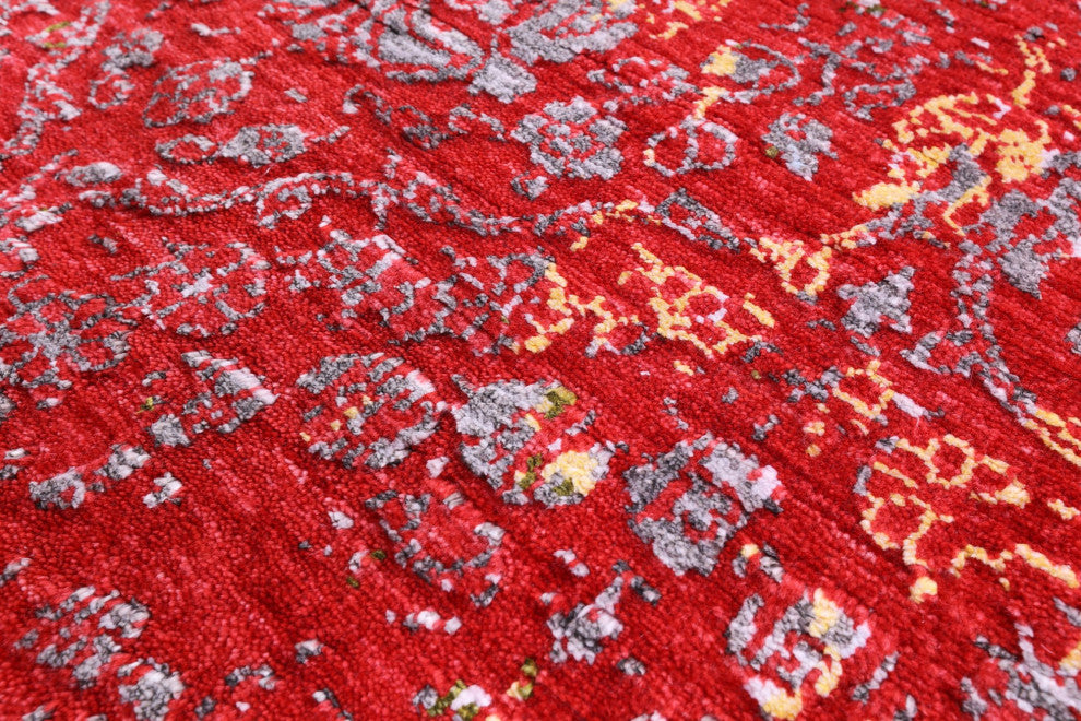 Runner Modern Wool and Silk Handmade Rug 2' 7" X 12' 1" Q11820