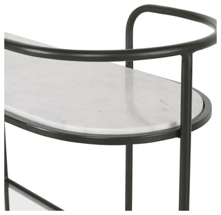 Uttermost 25174 Trolley Bar 14"W Marble Top and Iron - Satin Black / White