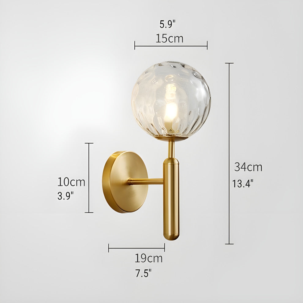 Modern Glass Wall Lamp in the Ball Shape, Living Room, Bedroom, Black, Transparent, Trichromatic Light