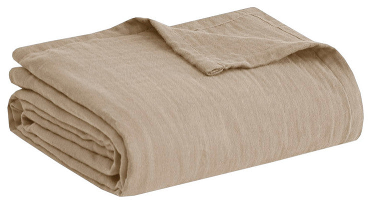 Clean Spaces Gauze 100% Cotton Lightweight Blanket, Tan