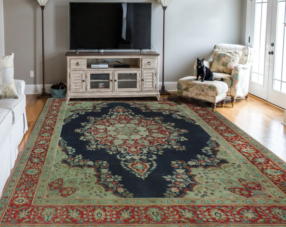 Fine Vintage Distressed Yolimar Navy Rug