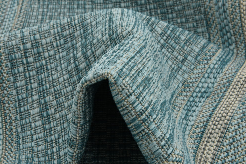 Unique Loom Aquamarine Soft Border Outdoor 2' 0 x 6' 0 Runner Rug