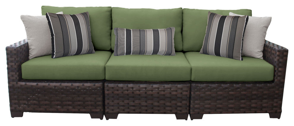 kathy ireland River Brook 3 Piece Wicker Patio Furniture Set, Forest