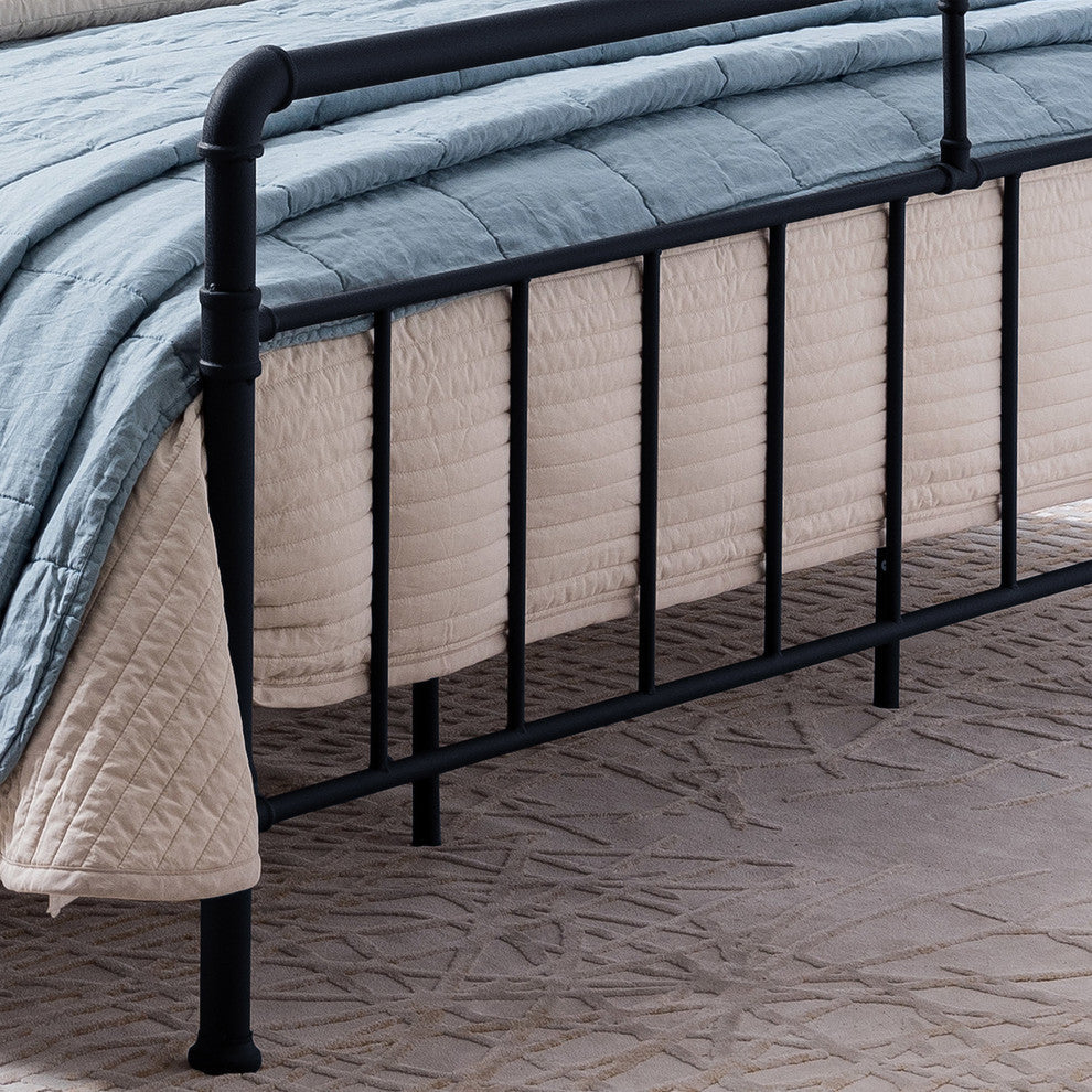 GDF Studio Sally Industrial Queen Iron Bed Frame, Black