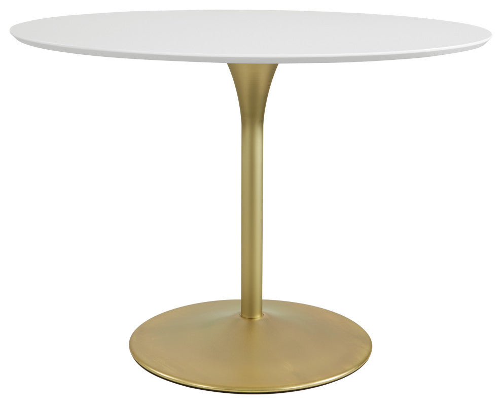 Flower Dining Table With White Top and Brass Base