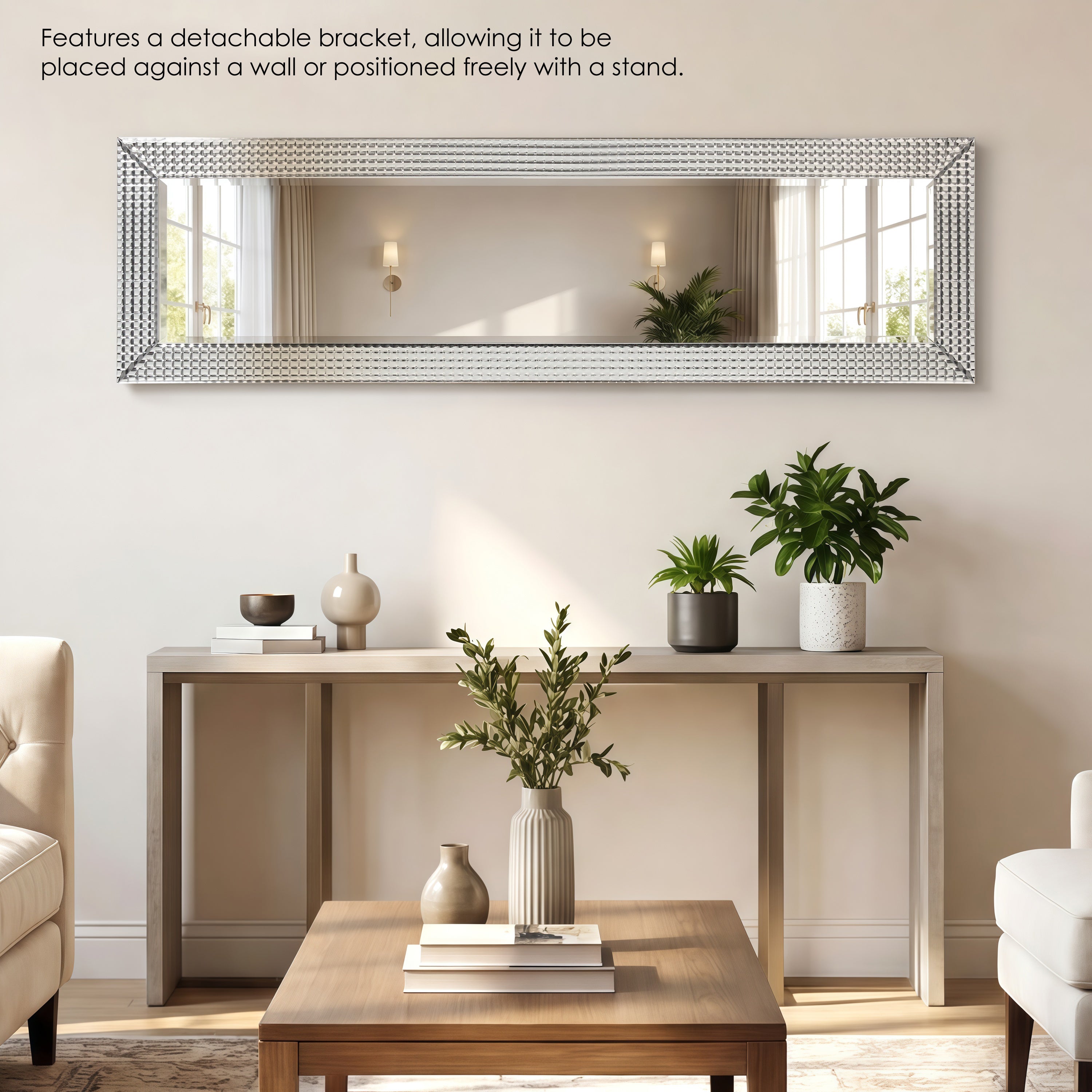 Bling Beveled Cheval Mirror, Full-Length Mirror, Floor Mirror, 64"x18"