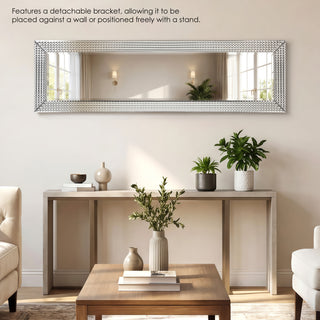 Bling Beveled Cheval Mirror, Full-Length Mirror, Floor Mirror, 64"x18"