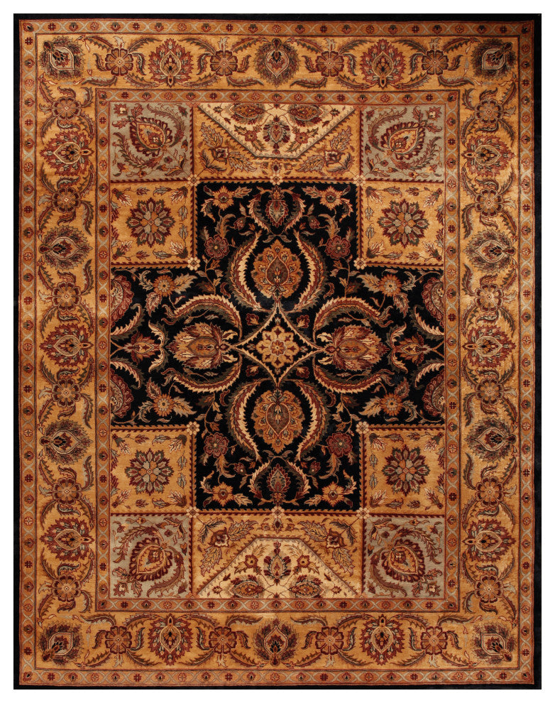 Agra Amerique Traditional Beige Floral Hand Knotted Rug 9'x12'